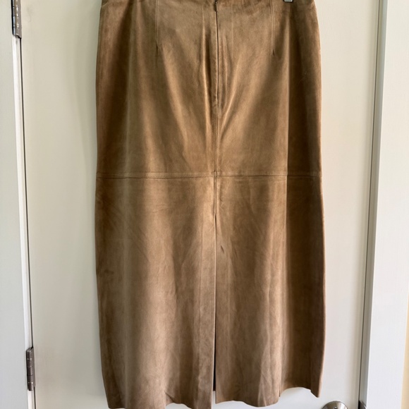 Massimo Dutti Straight Fit Suede Midi Skirt - Stone - L - Picture 3 of 4